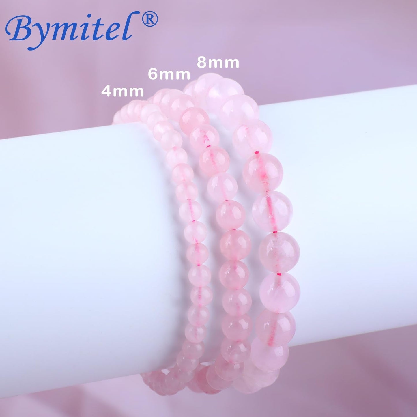 Bymitel 8mm Pink Quartz - Handmade Reiki Gemstone Stretch Bracelet, Natural Beauty & Spiritual Essence, Crystal Healing for Unisex Adults