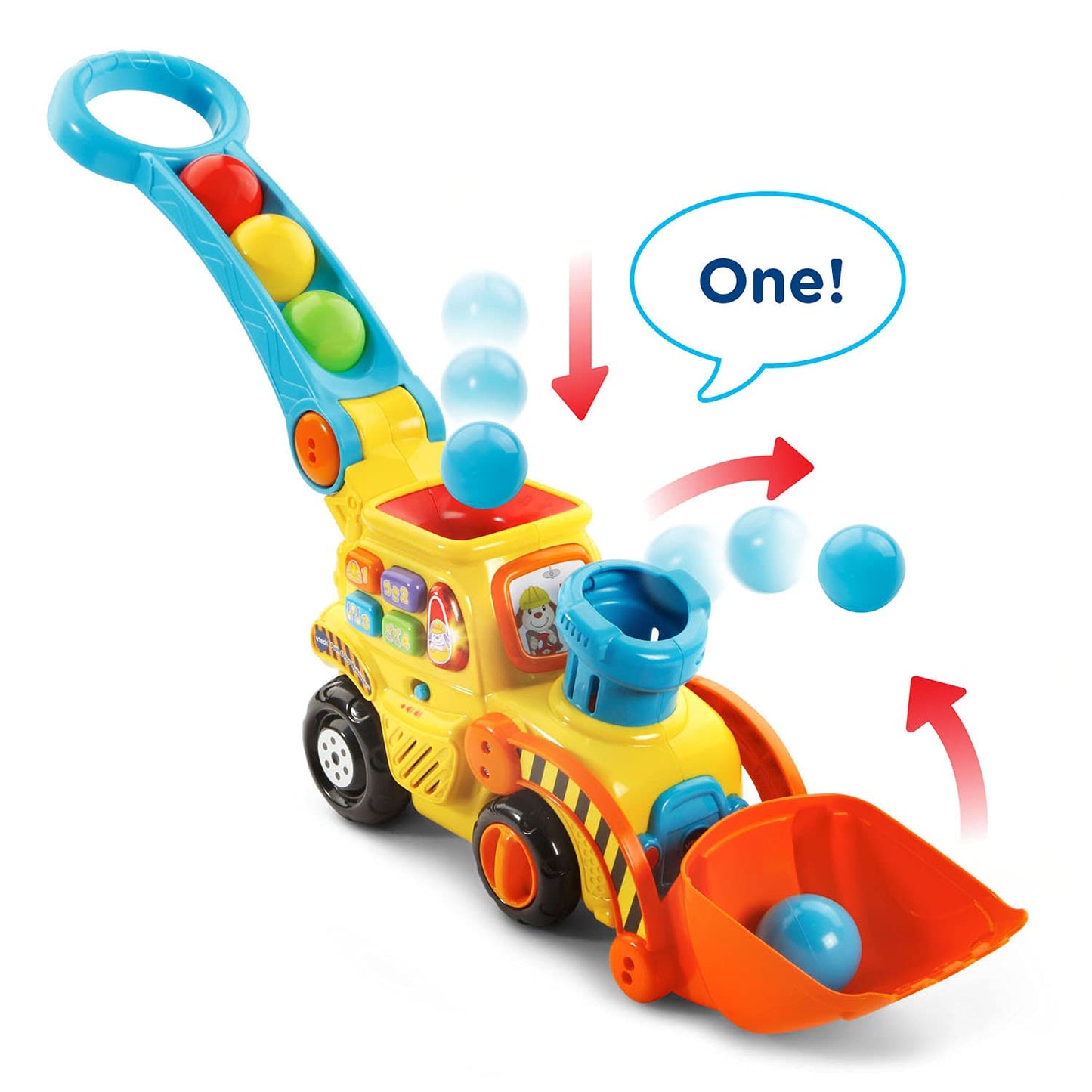 Retrospec Cricket Baby Walker Balance Bike with 4 Wheels for Ages 12-24 Months and VTech Pop-a-Balls Push & Pop Bulldozer, Yellow