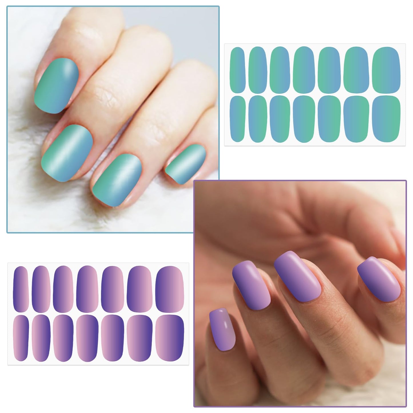 WOKOTO 20 Sheets 280 Pieces 3D Solid Gradient Cat Eye Nail Polish Strips, Gel Nail Stickers Full Wraps Press On Nails for Women Nail Art Gel Stickers Wraps Stick On Nails Polish Stickers