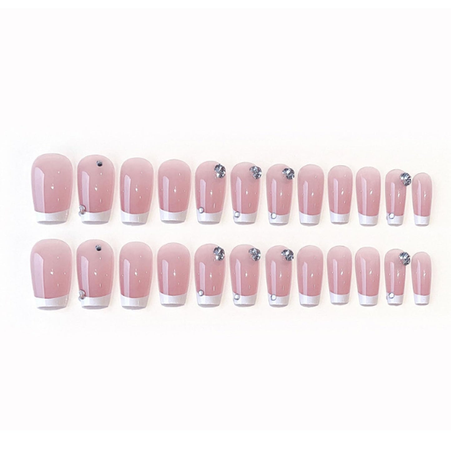 Hkanlre 3D Press on Nails Medium Fake Coffin Nails Tips Full Cover Luxury False Nails for Women and Girls 24PCS