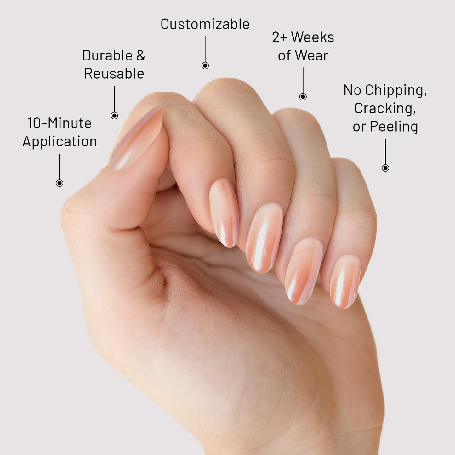 Lilac St - Press On Nails, Blush Touched (30 Nails, 15 Sizes) - Medium, Round, Pearl + Glossy, Opaque - Brush On Nail Glue, Nail File, Cuticle Stick, Prep Pad - Cruelty Free, Vegan, Women Founded