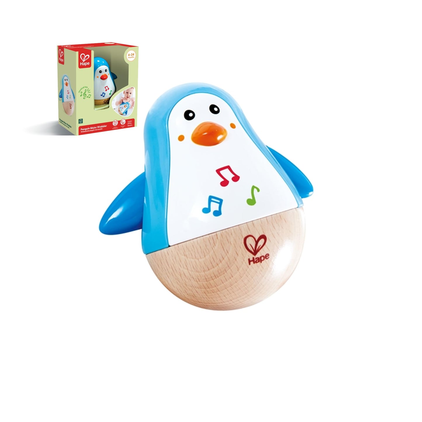 Hape Penguin Wobbler| Colorful Wobbling Penguin, Roly Poly Toy for Kids 6 Months+