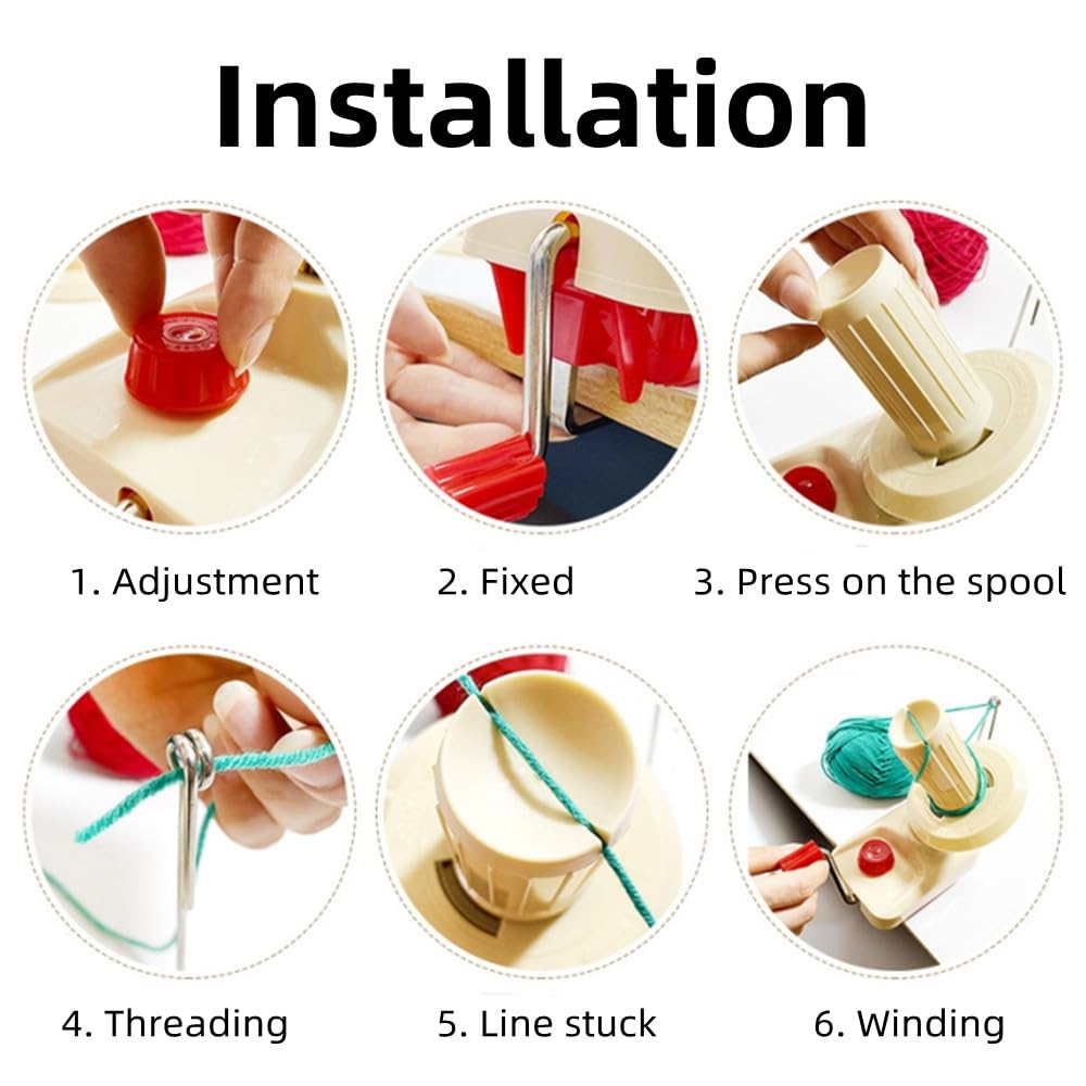 Ayasee Yarn Ball Winder, Hands Operated Swift Yarn Fiber String Ball Wool Winder Machines for Family+4Pompom Maker+10PS Knitting Stitch Markers+10PS Plastic Needles+1PS Scissors(26b)