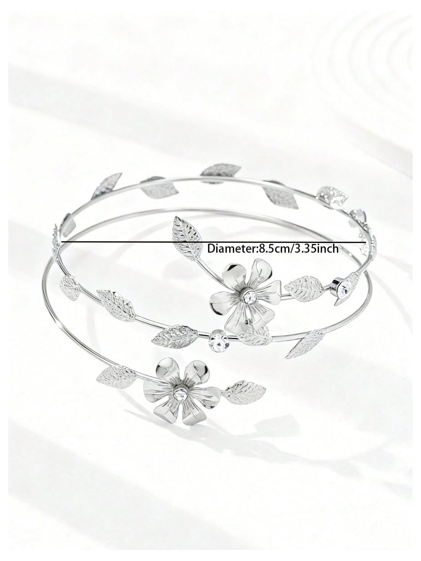 MakeMeChic Beach Gold Arm Cuff Jewelry for Women Bangle Band Armlet Flower Upper Arm Cuff Bracelet Summer Beach Essentials Silver Leave One-Size