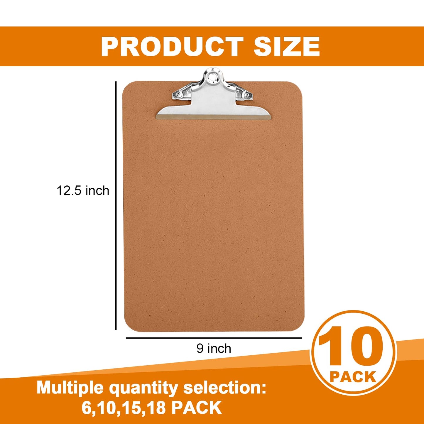 HERKKA 10 Pack Hardboard Office Clipboards - A4 Letter Size, ECO Friendly