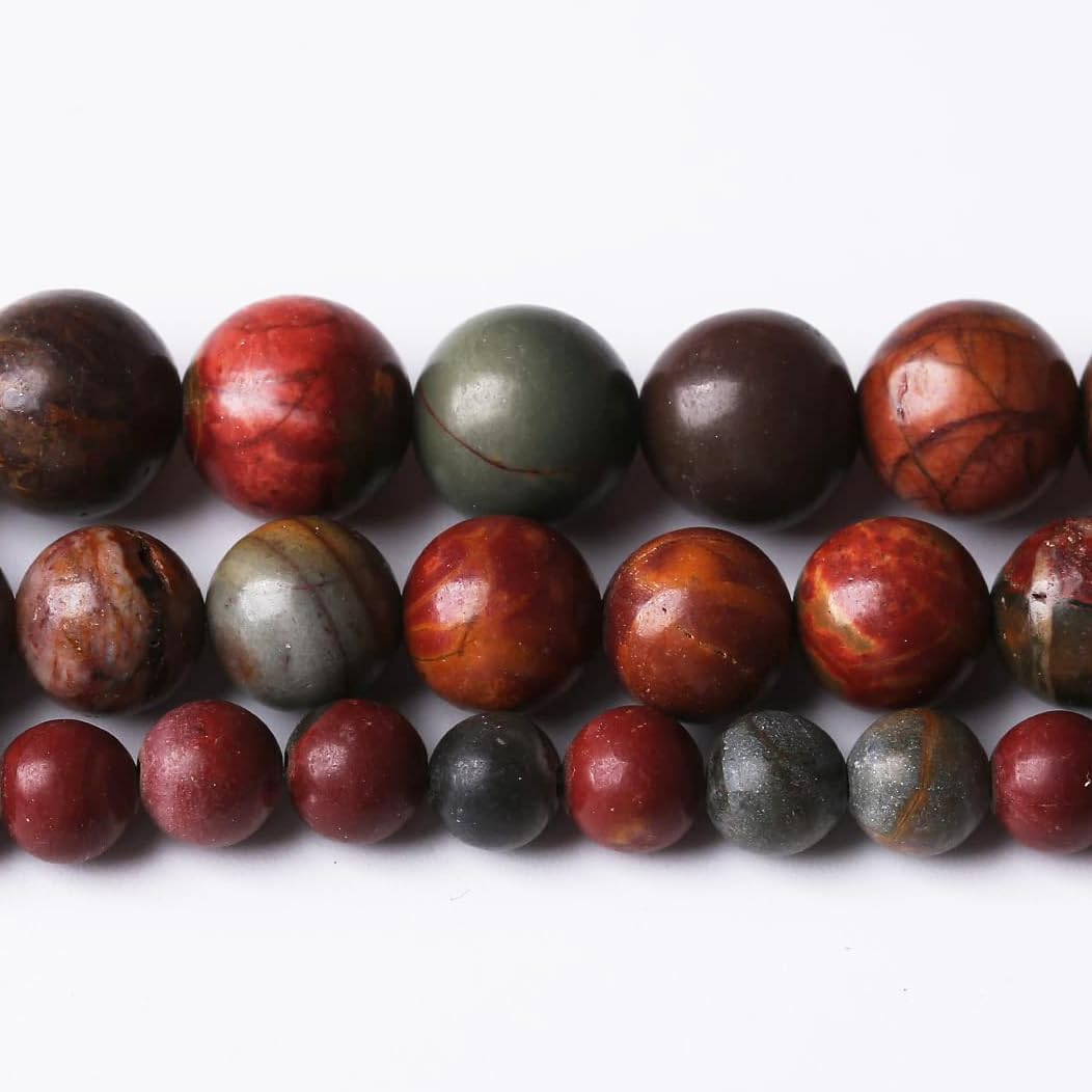 60PCS 6MM Natural Picasso Jasper Round Loose Stone Beads for Jewelry Making DIY Energy Stone Healing Power Bracelet 15"