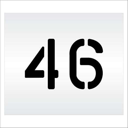 Pavement, Curb, and WheelStop Stencils - 6 inch Double Number Stencil - (46) - 6" x 9" x 1/8" (128 mil) - Pro-Grade