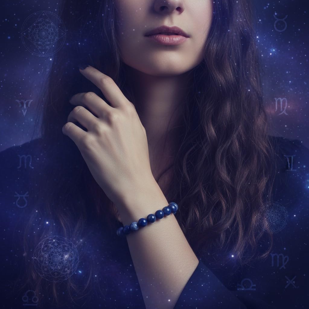 The Vida Handmade AAA+ Quality Crystal Stretch Elastic Bracelet - Nature Gemstone - Jewelry Gift - Holiday Gift - For Women & Men (Sodalite)