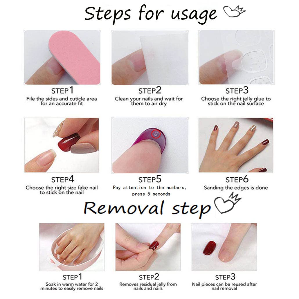 Foccna Press on Nails Medium Pearl Black Fake Nails Almond Glossy 3D False Nail Tips French Artificial Nails Finger Manicure for Women and Girls,24pcs