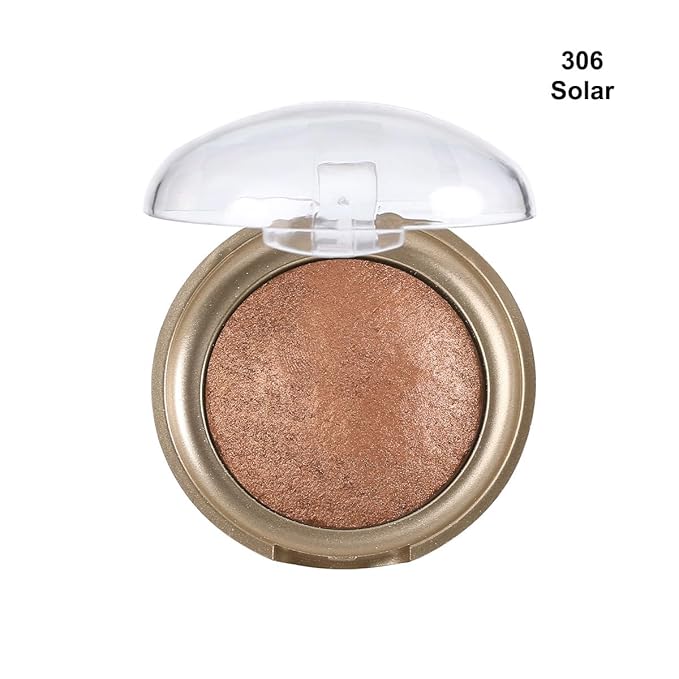 Baked Highlighter Contour Powder Sheer Pearl Shimmer Shades for Face Highlighter Makeup Brighten Up (306-Solar)