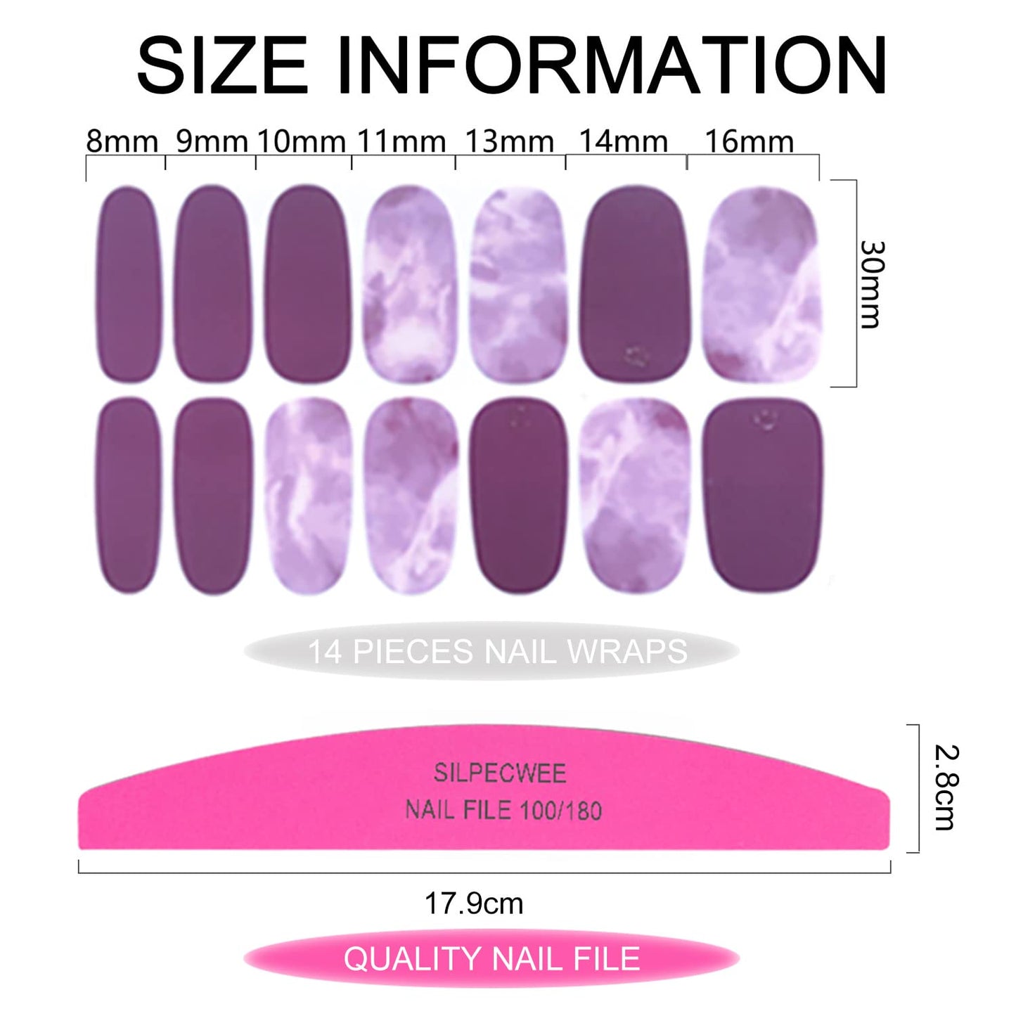SILPECWEE 20 Sheets Red Nail Polish Strips for Women Self Adhesive Nail Polish Stickers Full Nail Wraps Gel Nail Strips Sticker Nails Manicure Design with 1pc File