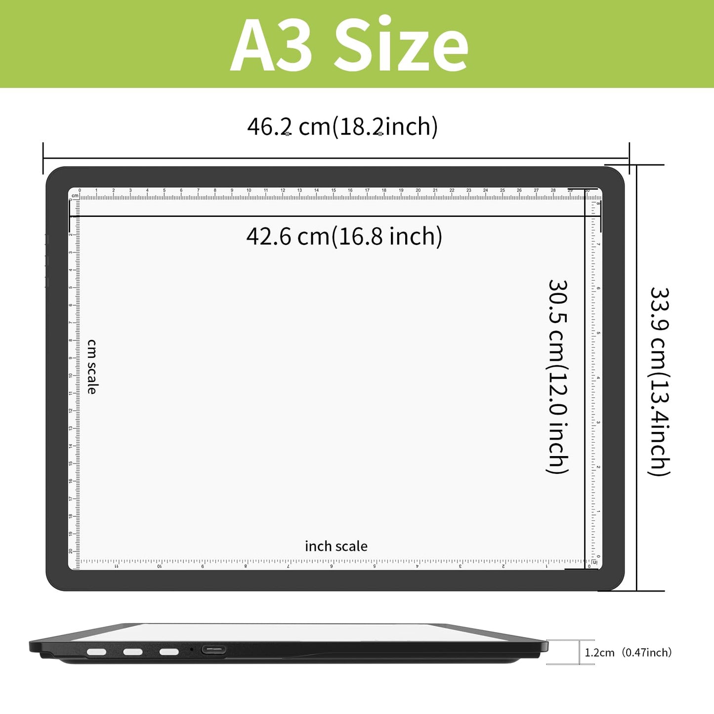 YINGWOND A3 Rechargeable Diamond Art Light Board with Padded Case,Side Physical Button,18.2 * 13.4 in Magnetic Light Pad Built-in Foldable Stand,Wireless Light Box for Tracing Drawing Sketching