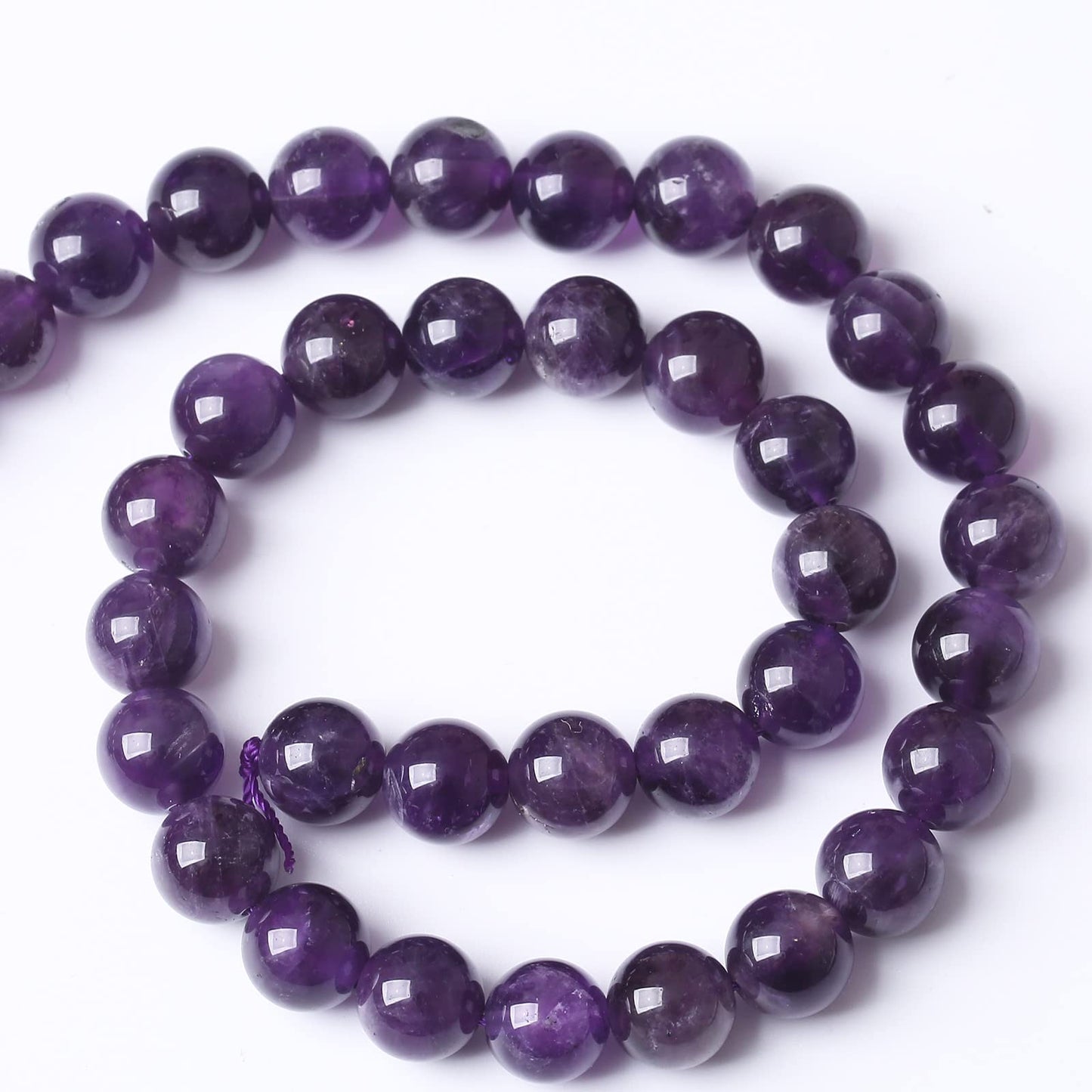 45PCS 8MM Beads Natural Amethyst Stone Round Loose Beads Gemstones for Jewelry Making DIY 15Inches