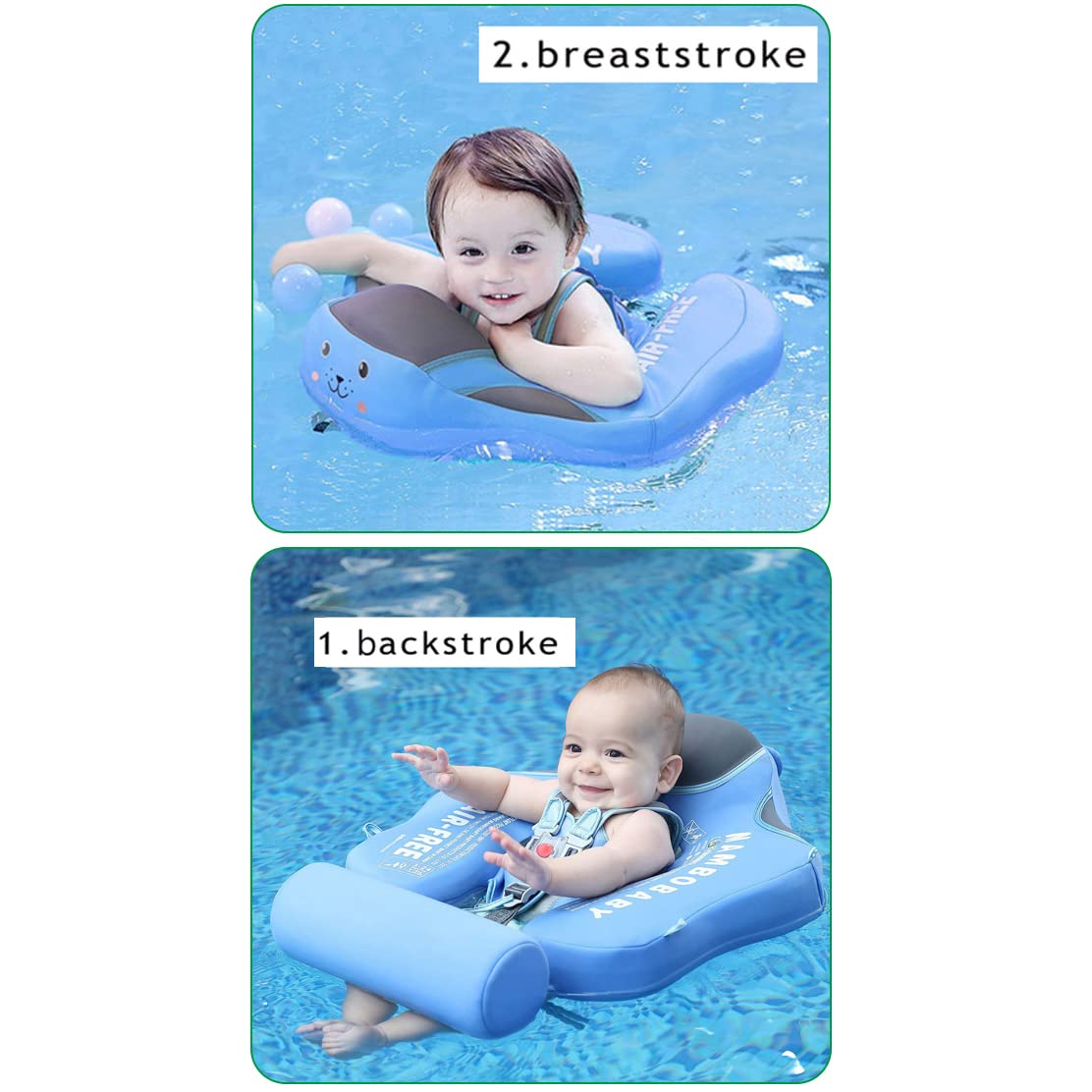 Mambobaby Float with Canopy Size Improved Non Inflatable Infant Baby Pool Float Smart Mambo Float Swim Trainer Baby Swim Float Mambo Baby Float Solid Air Free Water Waist Swimming Ring