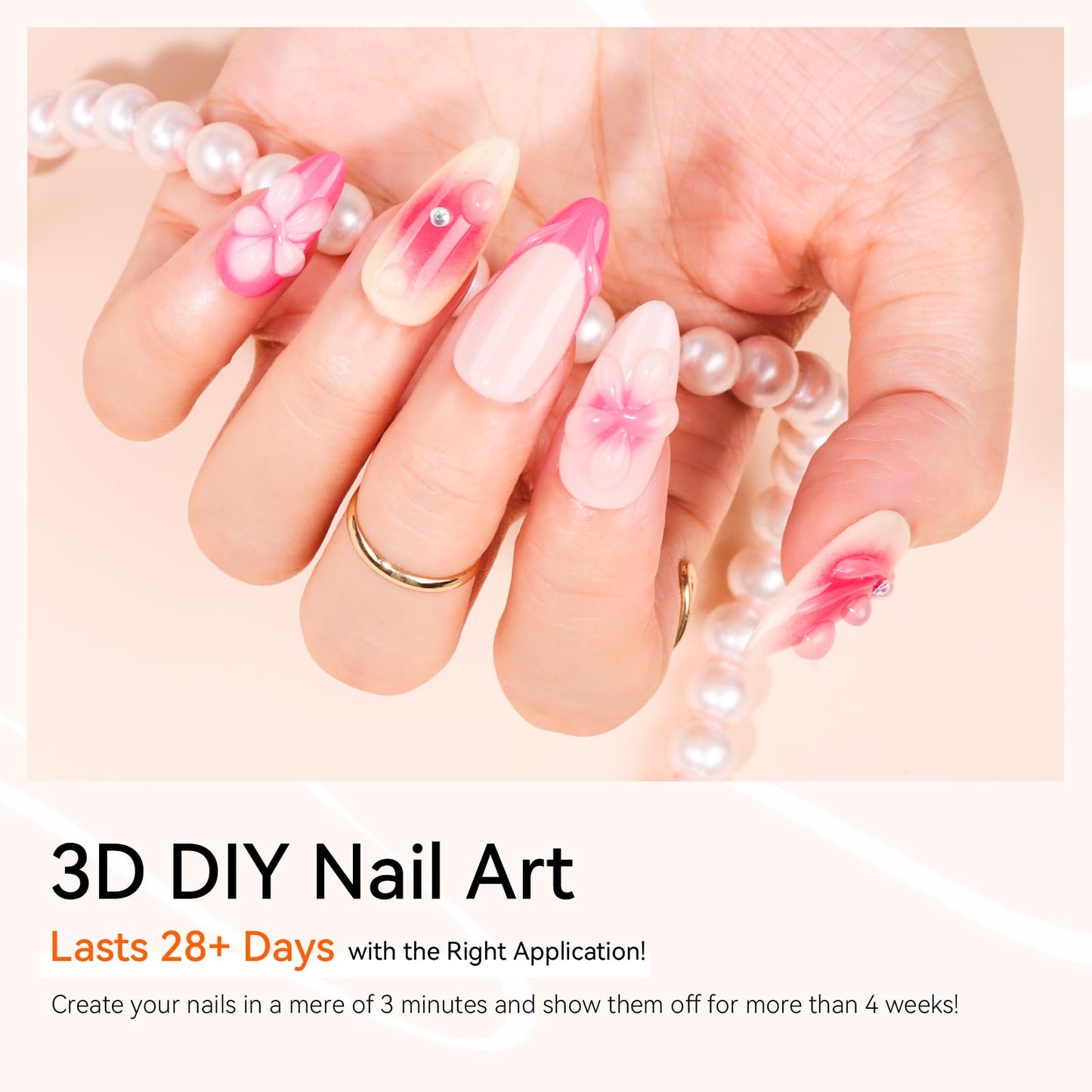 Makartt 3D Gel Nail Art Sculpting Gel Glue for Drawing Molding Bundle with Medium Square Nail Tips Half Matte Clear Fake Acrylic Press On