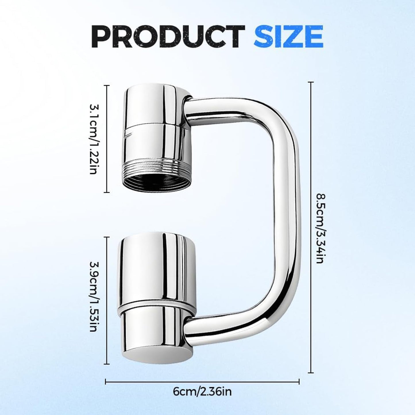 1440° Rotatable Faucet Aerator Extension, 2 Modes Universal Sink Faucet for Splash Reduction, 1080° Rotating Multifunctional U shaped faucet extender for Bathroom Sink Kitchen
