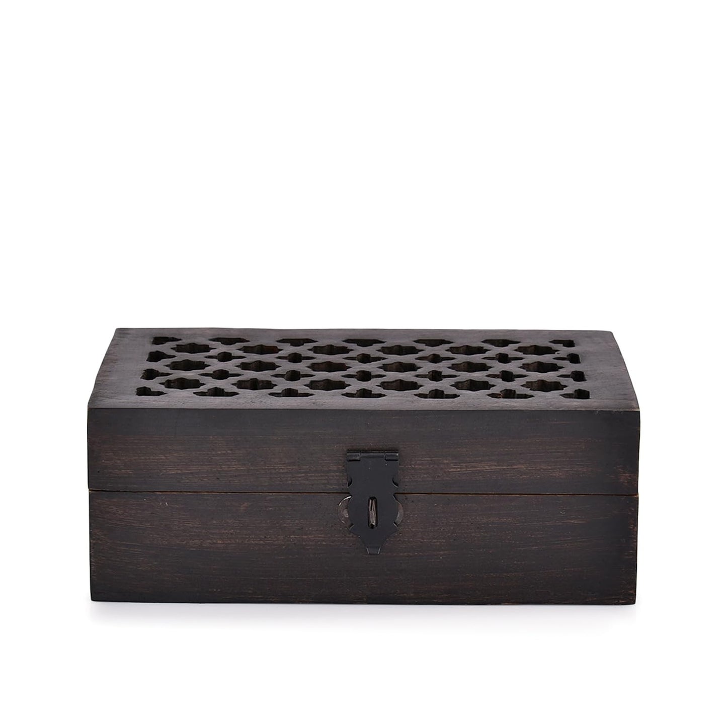 BHAVATU Mango Wood Decorative Wooden Box with Hinged Lid Ideal for Keepsakes, Trinkets, Jewelry and Other Stash (8" x 5" x 3")