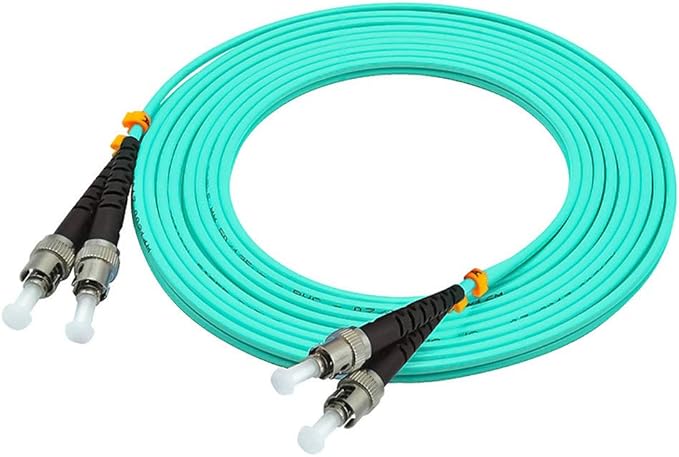 Jeirdus 3Meters 10ft ST to ST Duplex 50/125 10G OM3 Multi-Mode Fiber Optic Cable Jumper Optical Patch Cord ST-ST
