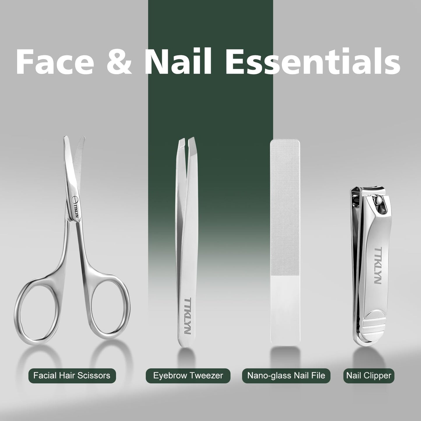 TTKLYN Manicure Kit for Women, Stainless Steel Nail Kit with PU Leather Case, Precision Pedicure Tools for Feet