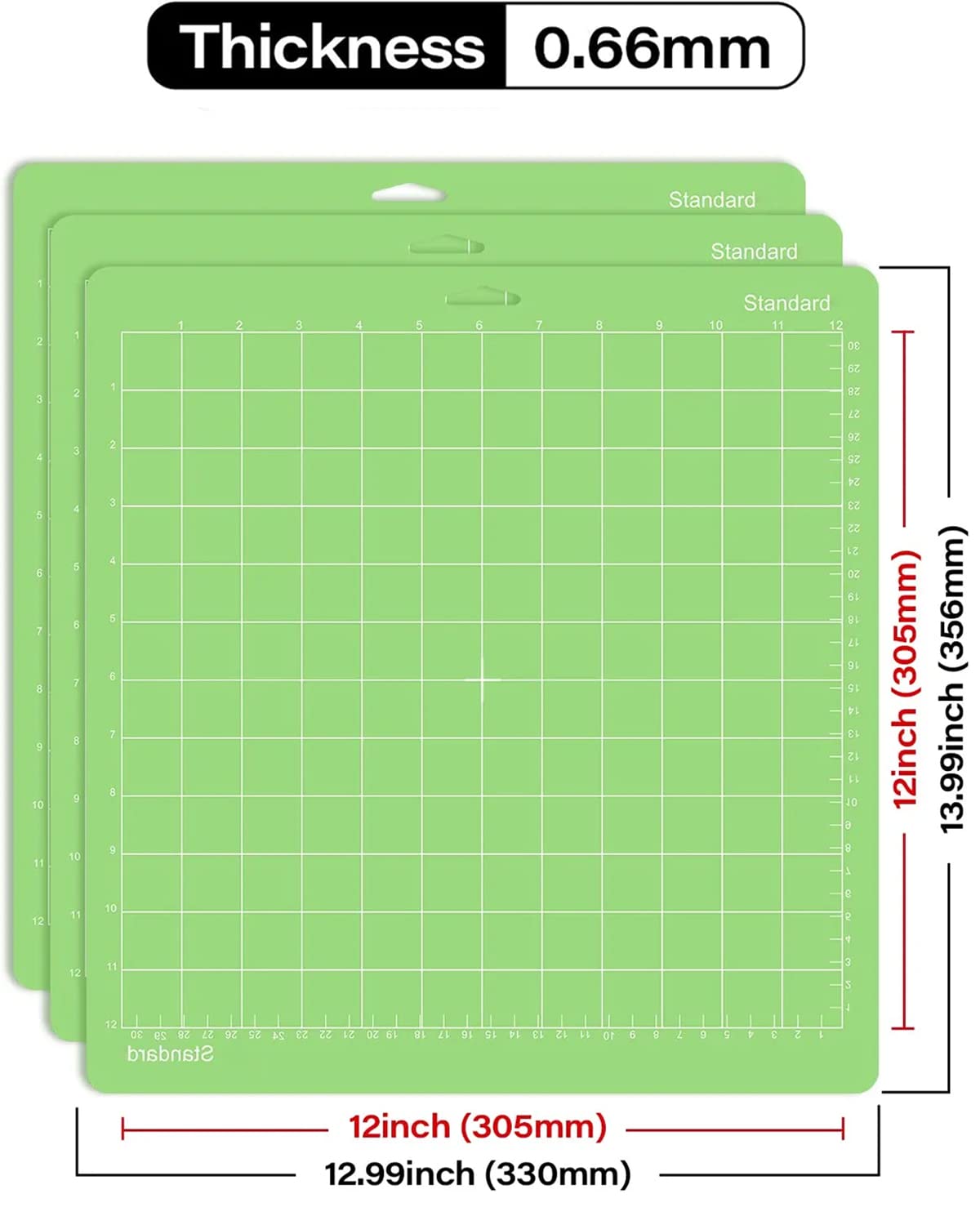 Gwybkq Cutting Mat, Compatible With Maker 3/Maker/Explore 3/Air 2/Air/One 12 Pack 12x12 Cut Mats Replacement Accessories Adhesive Sticky Green Cricket Standard Card