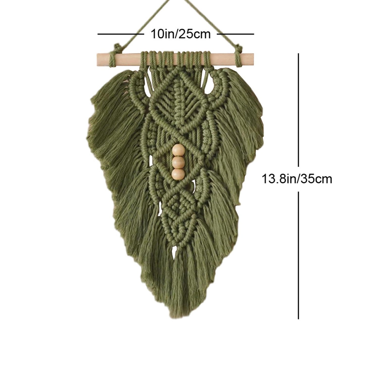 Jditngp Hand Woven Leaf Wall Hanging,Leaf Tapestry Macrame Wall Hanging,Nordic Room Wall Art Feather Ornament,Boho Woven Tapestry Boho Home Decor for Living Room Bedroom or Entryway Wall Art (Green)