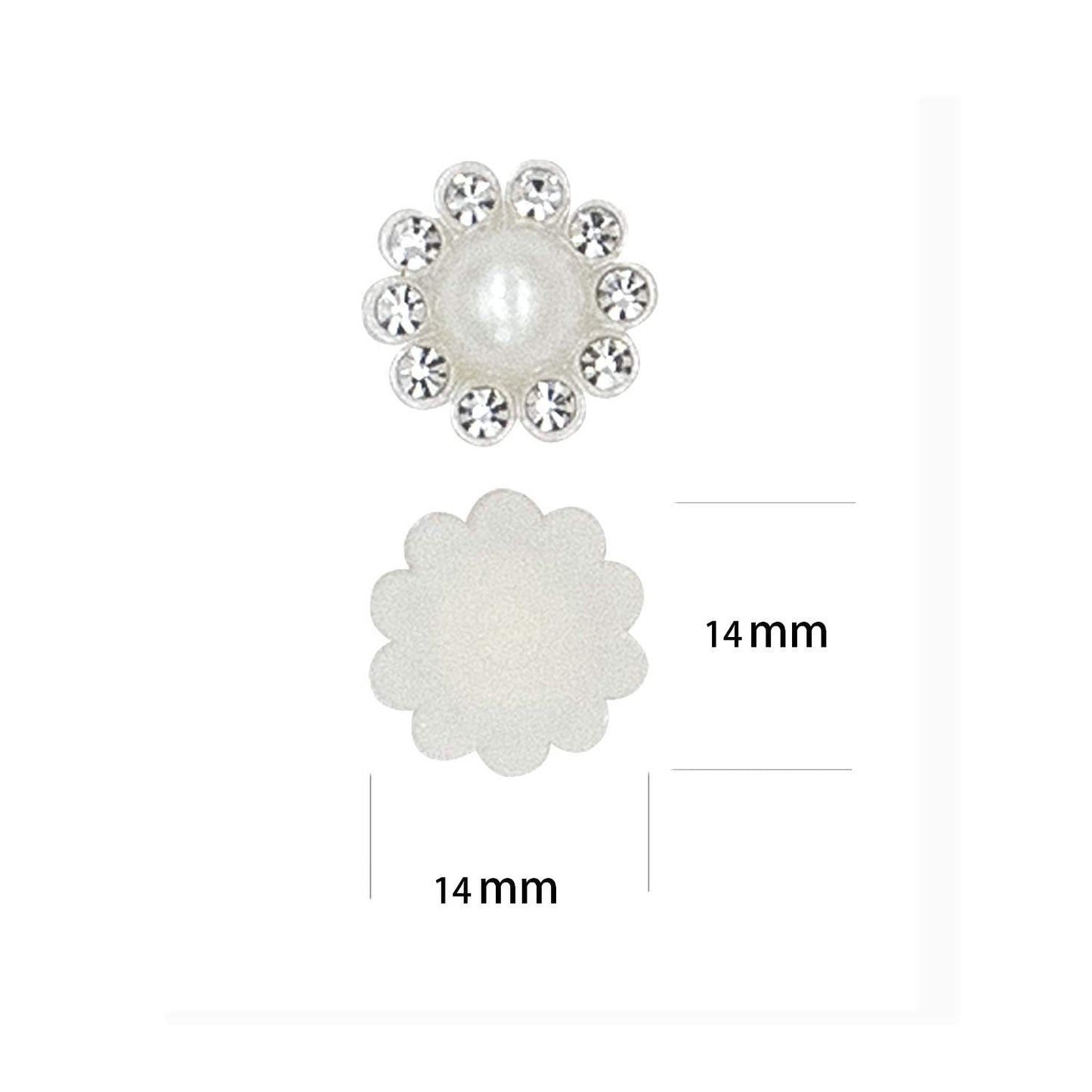 100 pcs Rhinestone Faux Pearl Buttons Accessory Decoration Craft for DIY Scrapbooking Embellishments Wedding Bouquet Flower Centre Home Decor 14mm (100 PCS Silver)