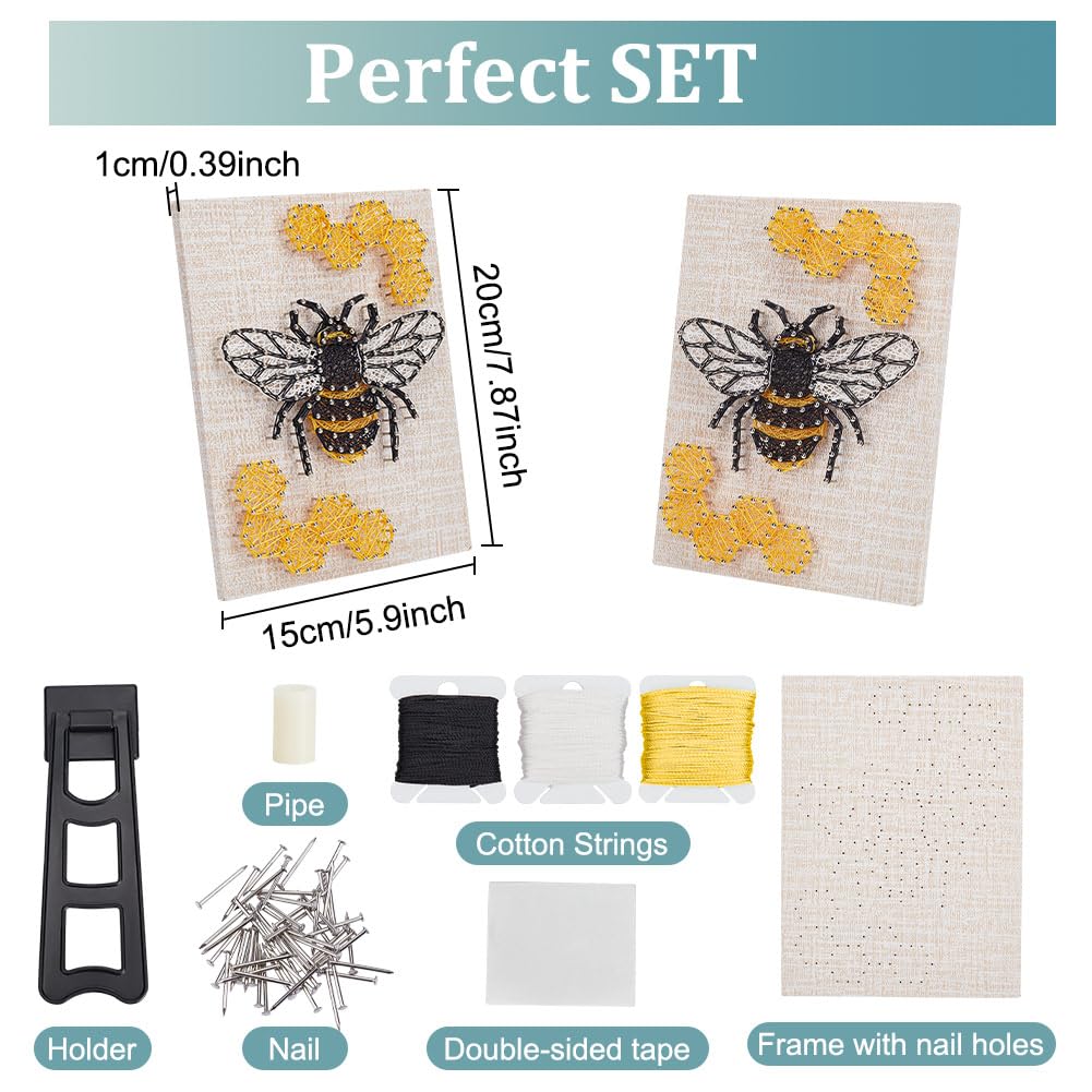WEBBEDY 3D String Art Kit DIY Bee String Arts and Craft Kits for Adults Beginners Include All Necessary Accessories and Wooden Frame, Home Wall Decorations Unique Gift