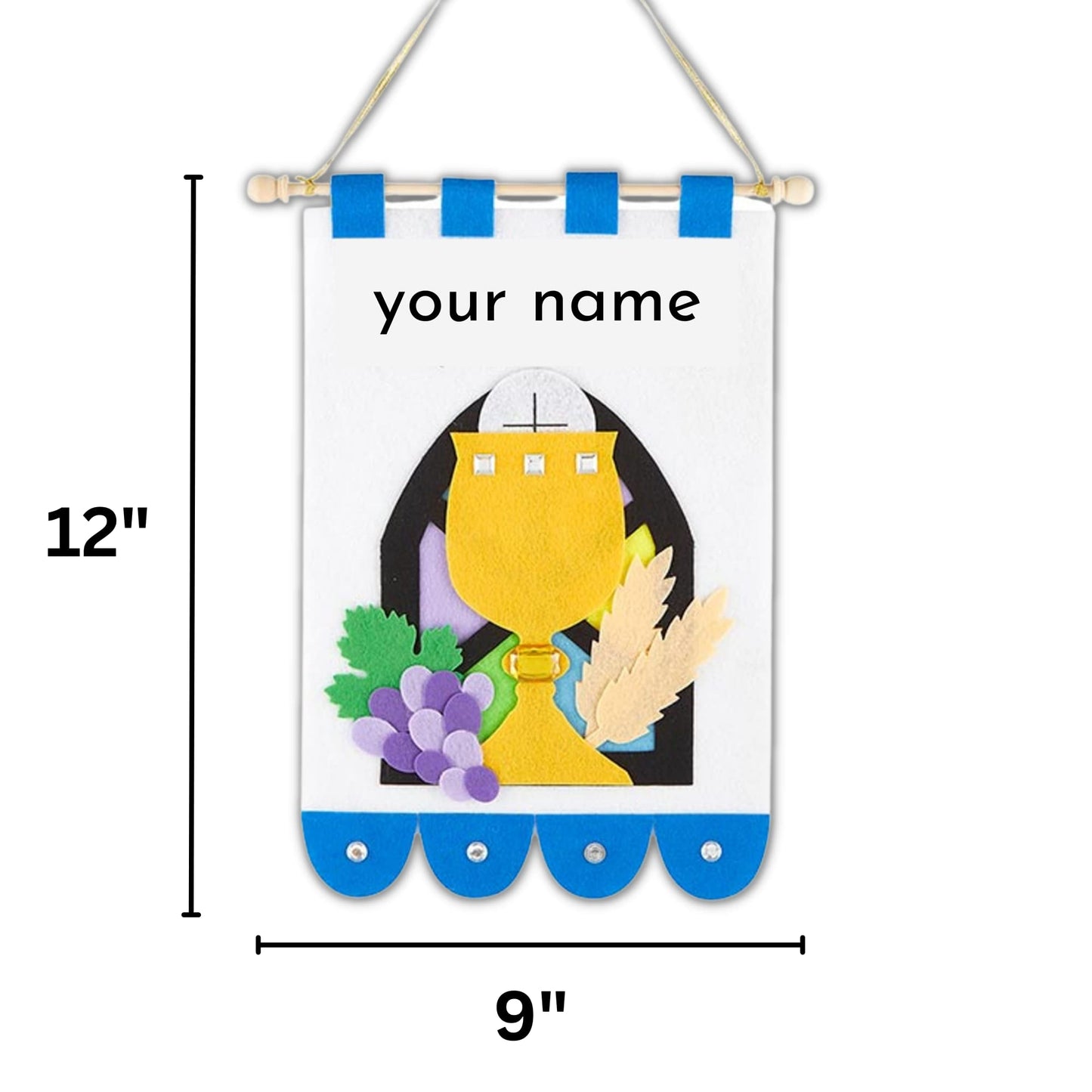 My First Communion Banner Kit, Catholic DIY Craft for Girls and Boys, Includes Supplies and Instructions, 12" X 9"