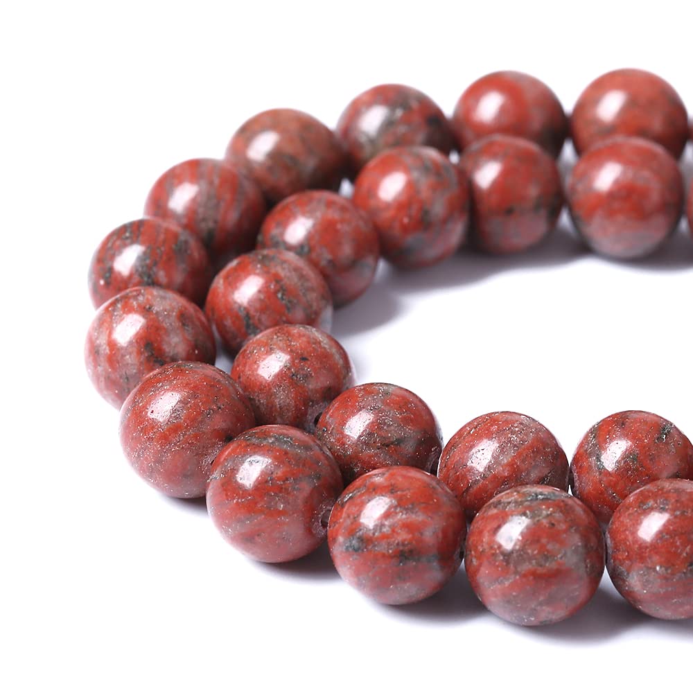 45pcs 8mm Natural Red Seasame Jasper Gemstone Beads Round Loose Spacer Beads for Jewelry Making DIY Bracelets Necklaces 15" (8mm, Red Seasame Jasper)