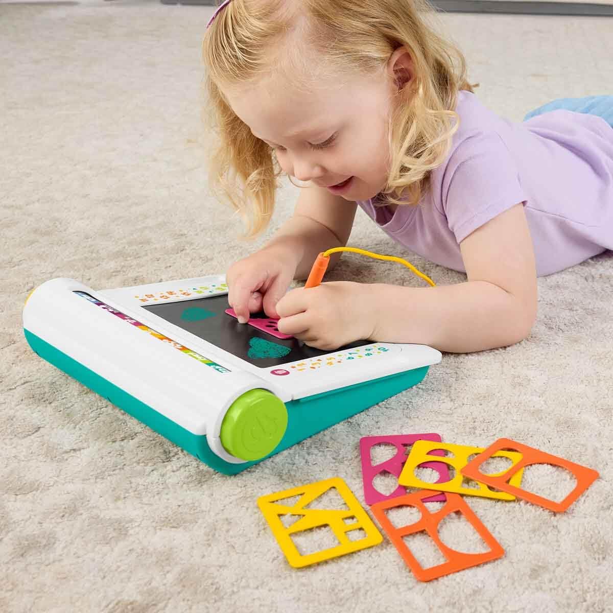 Fisher-Price Preschool Toy Learn & Doodle Desk Mess-Free Writing & Drawing Tablet with LCD Screen for Travel Creative Play Kids Ages 3+ Years