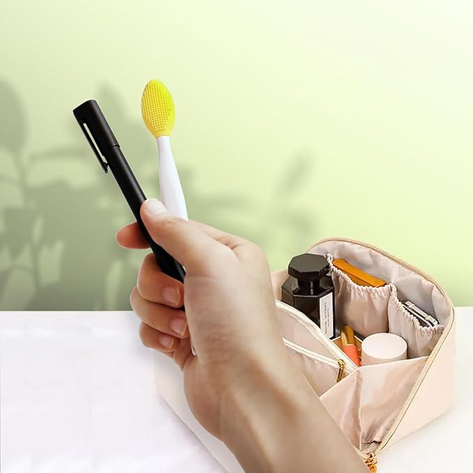 48 Pcs Lip Scrub Brush, Silicone Double Sided Lip Exfoliator Brush for Men Women lightening dark lips Smoother Fuller Lip Appearance - 8 Colors