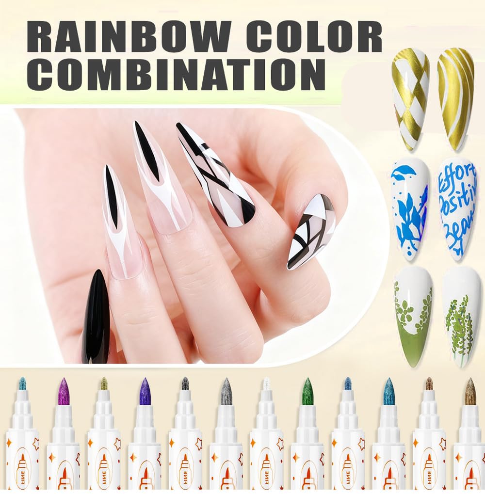 12 Color 3D Nail Art Pens Set,3