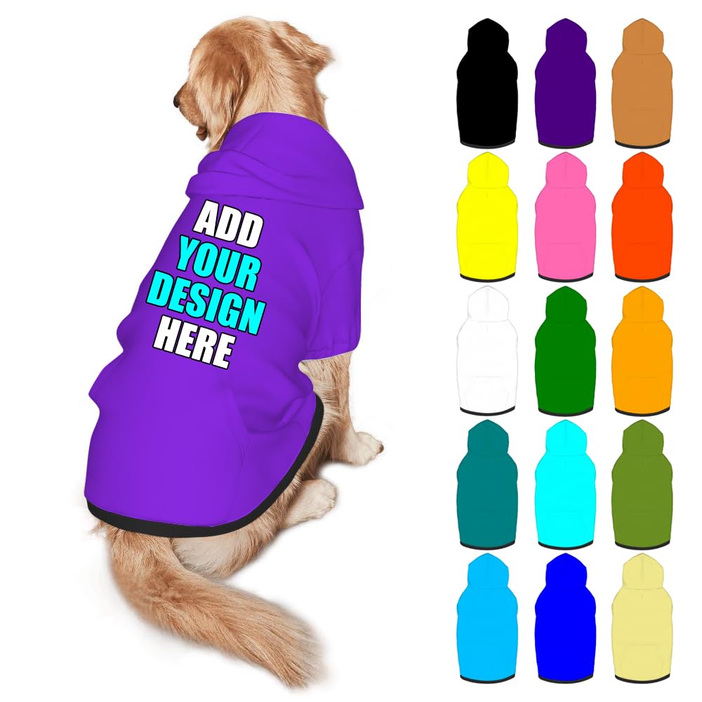 Mynvzrk Customized Dog Hoodie with Name Logo Personalized Text Soft & Warm for Puppy Sweatshirt Hooded for Small Medium Large Dogs Girl/Boy Cats/Kitten, MediumPurple, M