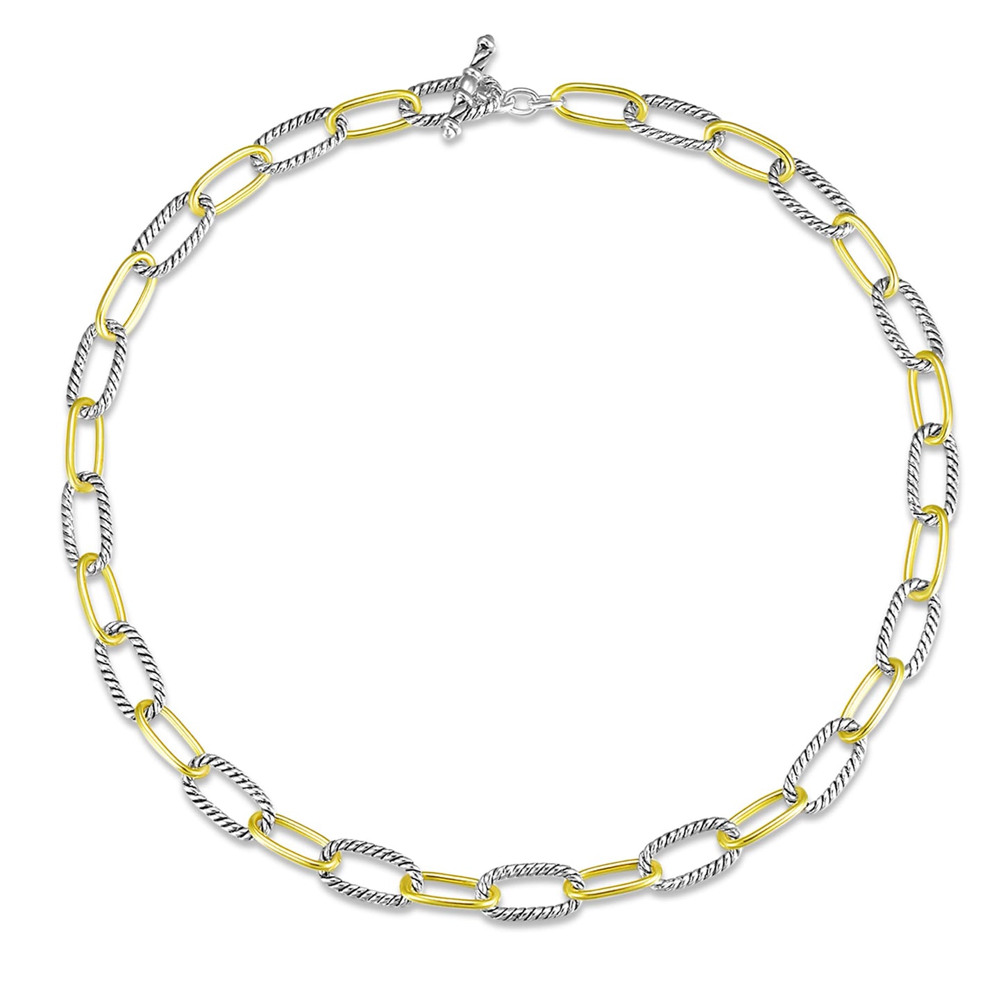 UNY JEWEL Twisted Cable Wire Paper Clips Link Chain Necklace Two Tone Designer Brand Inspired Look Alike Women Jewelry Valentine Christmas Gift Silver Tone