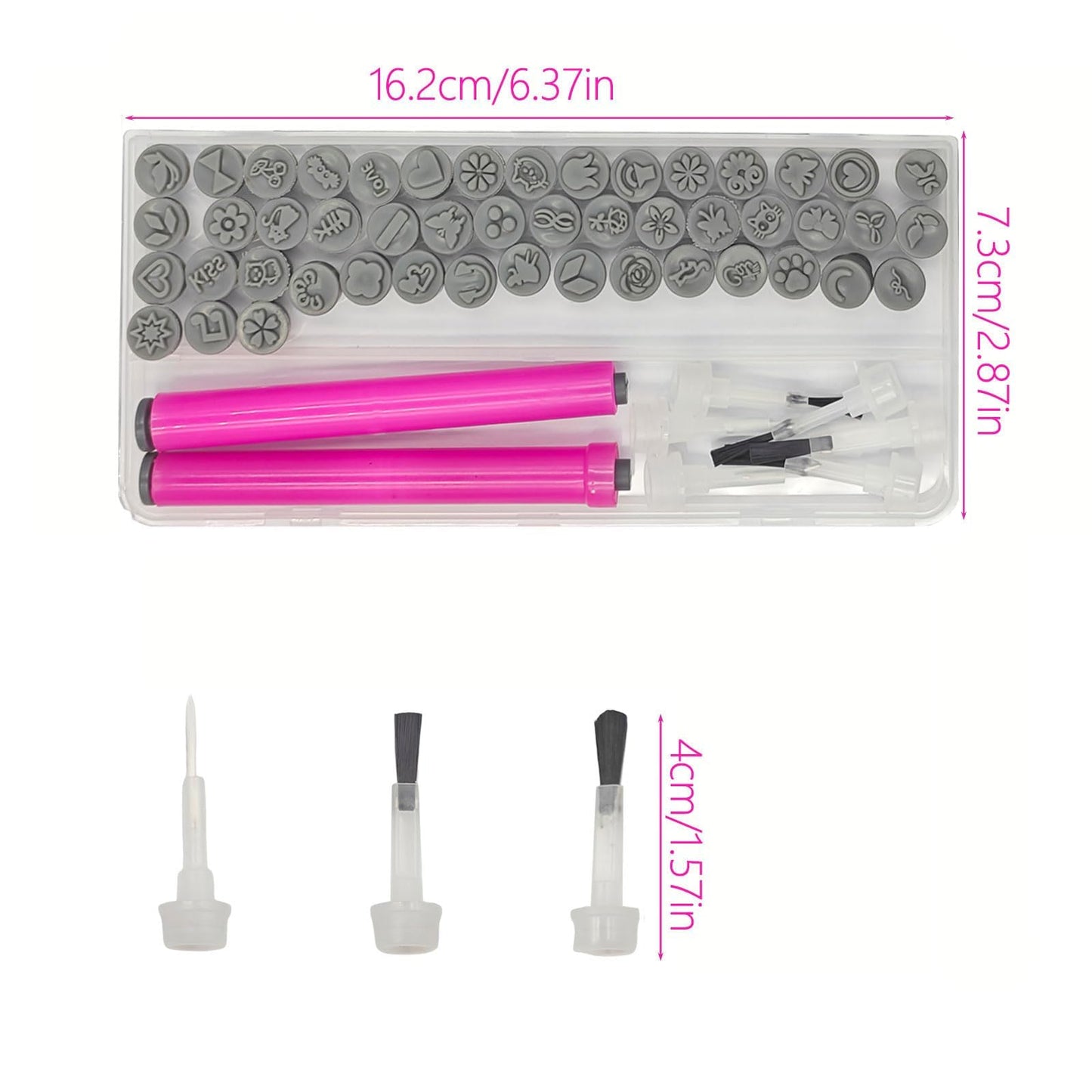 56PCS Nail Art Stamp Pen Set with 6 Brush Heads, 48 Designs, 1 Stamp Pen & 1 Brush Pen – Ergonomic, Portable, Easy-to-Use DIY Tool for Home/Travel/Salon, Ideal for Beginners & Pros