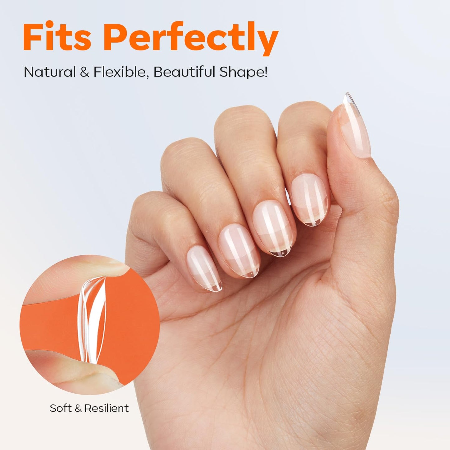 modelones Extra Short Almond Nail Tips, Pre-shaped Tips Gel Soft Fake Nails False Acrylic Clear Full Cover Press on Extension Kit Gel Manicure DIY at Home 216PCS 12Sizes