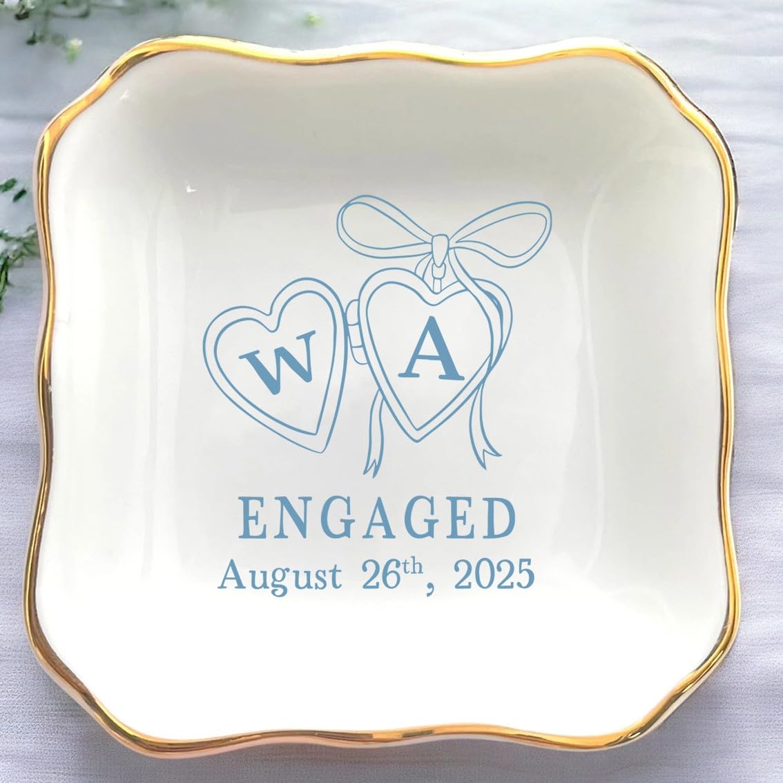 Anniversaree Custom Couple Portrait Polaroid Photo Ring Dish, Personalized Picture Jewelry Holder, Engagement Ring Dish, Wedding Trinket Tray Keepsake Valentines Gift for Her Him Wife Husband