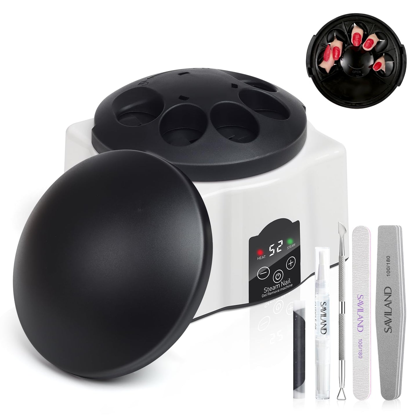 Saviland Essentials Nail Polish Remover Machine: Nail Soaking Bowl & Acetone Nail Polish Remover Gel Nail Remover Machine with Nail Soak off Bowl Soaker Tech Acrylic Nail Remover Steam Salon Home DIY