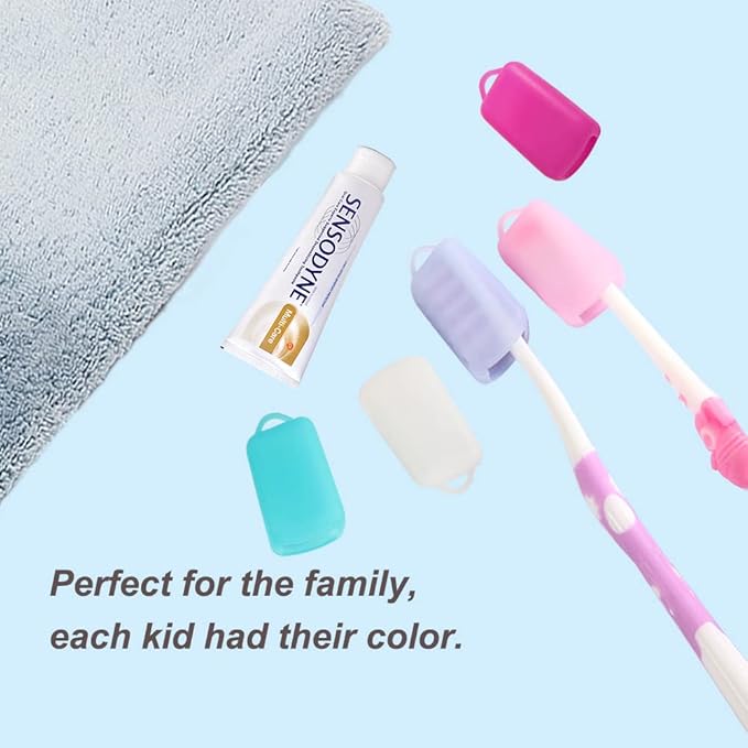 V-TOP Electric Toothbrush Head Cover, 5 Pack Toothbrush Covers Caps for Travel, Silicone Portable Tooth brush Pod Case Protector for Home and Outdoor