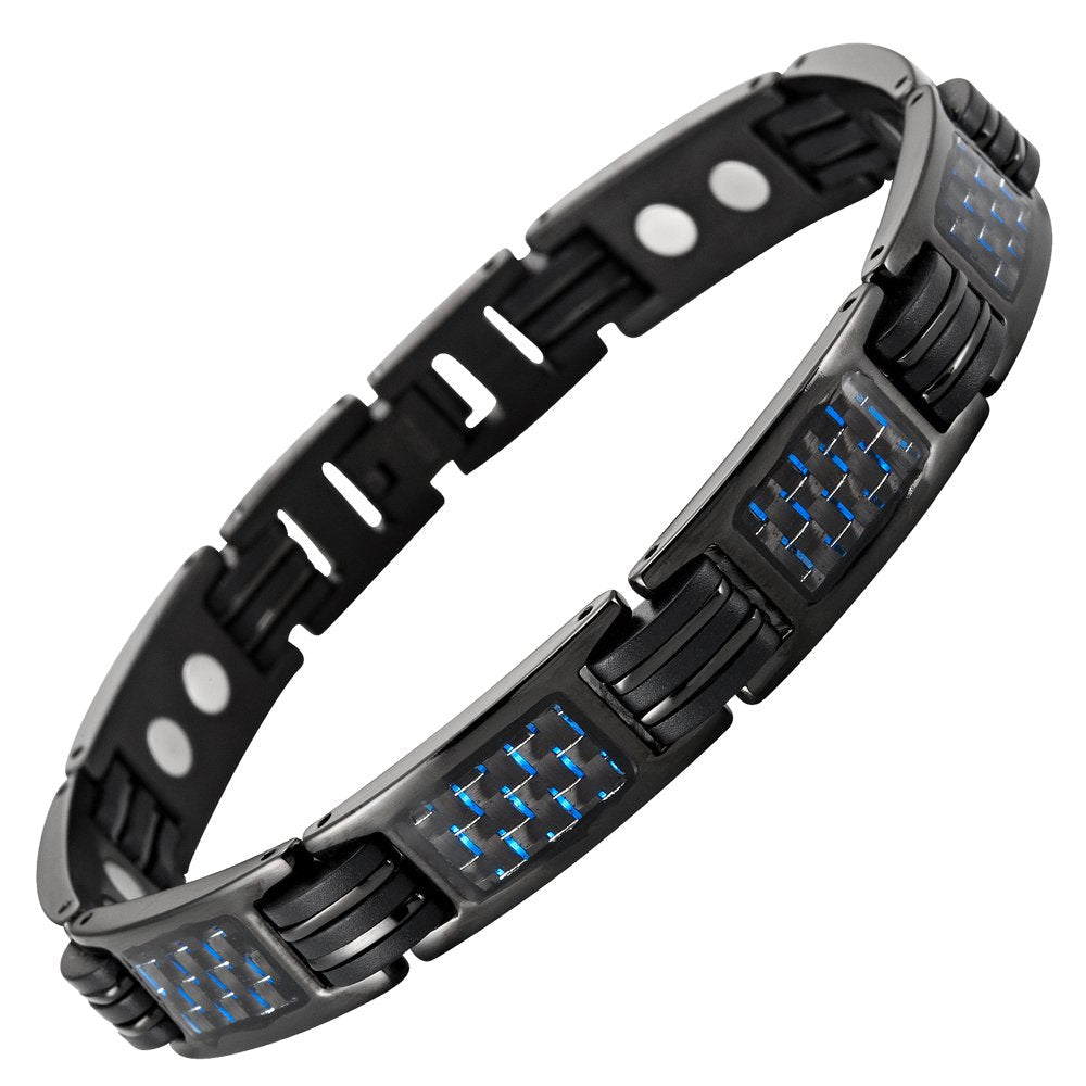 Willis Judd Bracelets For Men Titanium Mens Bracelet Red Carbon Fiber Size Adjustable (Blue Carbon Fiber)