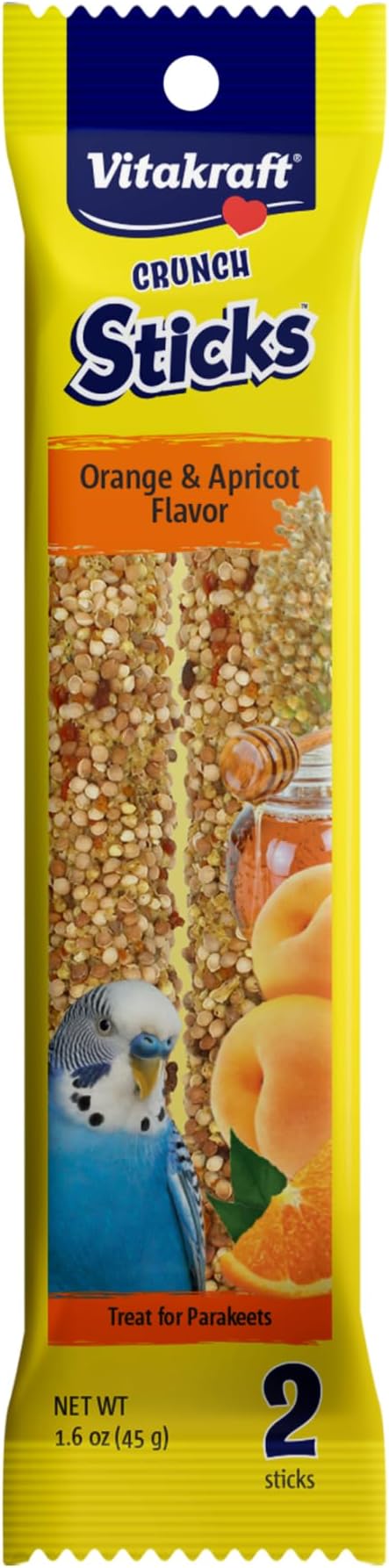 Vitakraft Crunch Sticks Parakeet Treats Golden Honey Flavor, 2 Stick Pack