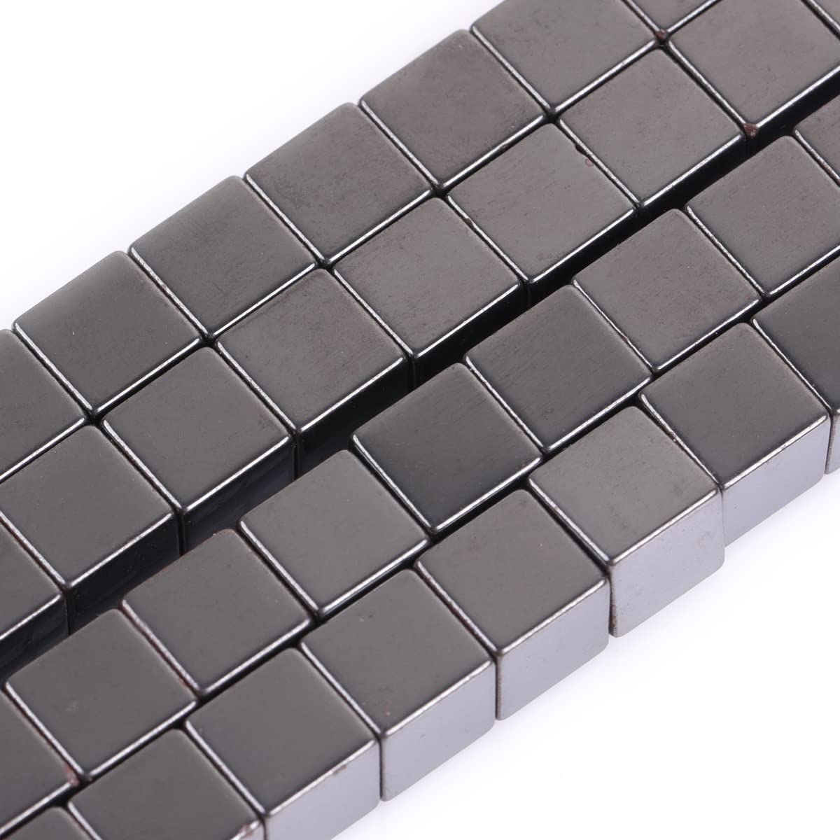 HAAMIIQII 65pcs 6mm Natural Black Hematite Loose Gemstone Beads Square Shape Spacer Stone Beads for Jewelry Making DIY Bracelets Necklaces Crafting