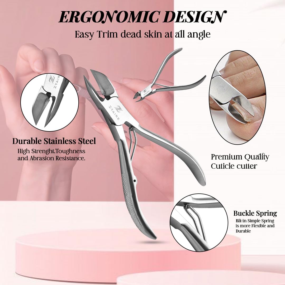 Manicure Pedicure Set - 10-in-1 Stainless Steel Grooming Kit, Personal Care Tools, Nail Nipper, Cuticle Cutter, Scissors, Tweezers, Blackhead Remover, Nail File & Case (Black)