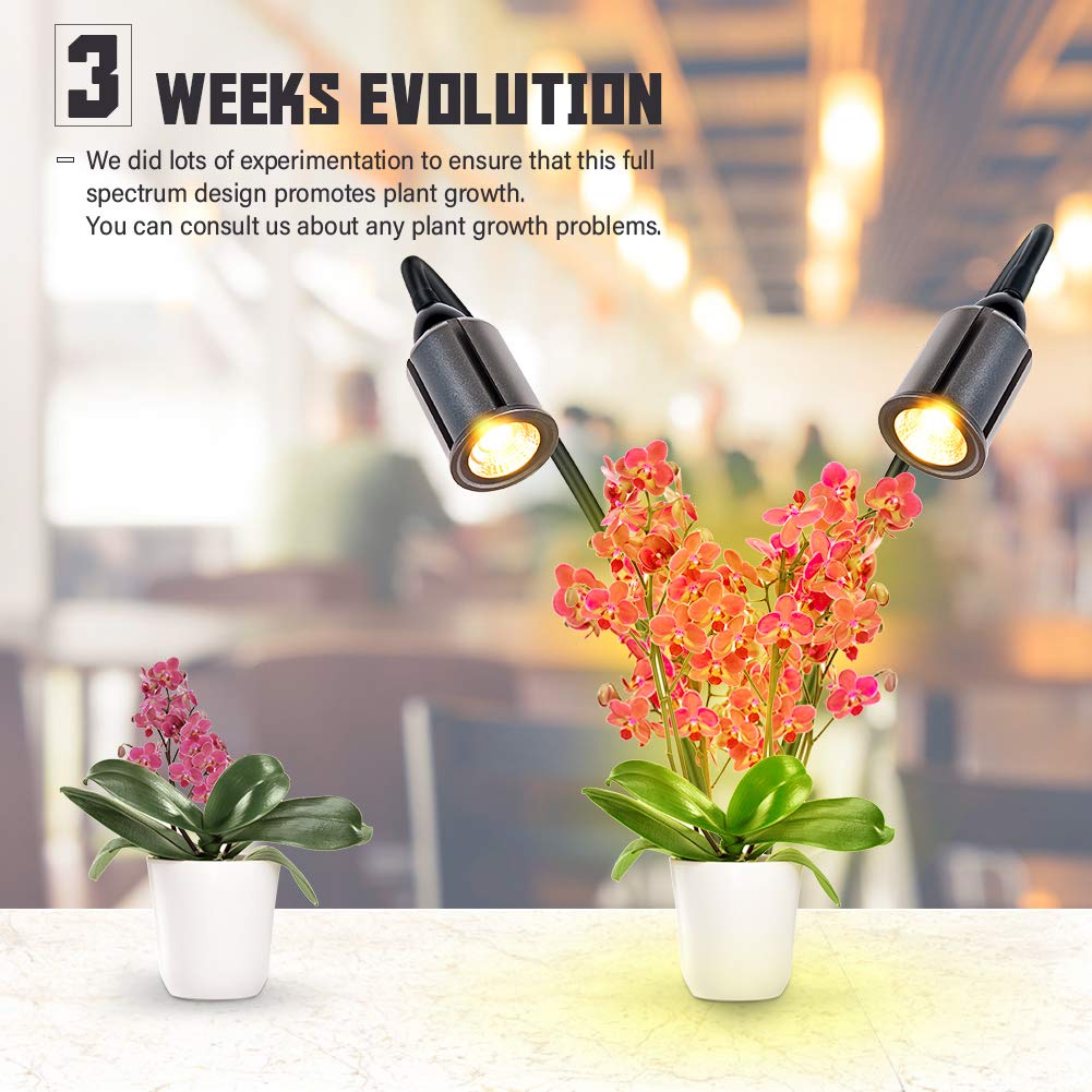 Grow Light for Indoor Plants 7500K Full Spectrum Plant Growing Lamp with Gooseneck Auto On Off Timing 3/6/12H, 4-Level Dimmable 22.5 Inch Longer