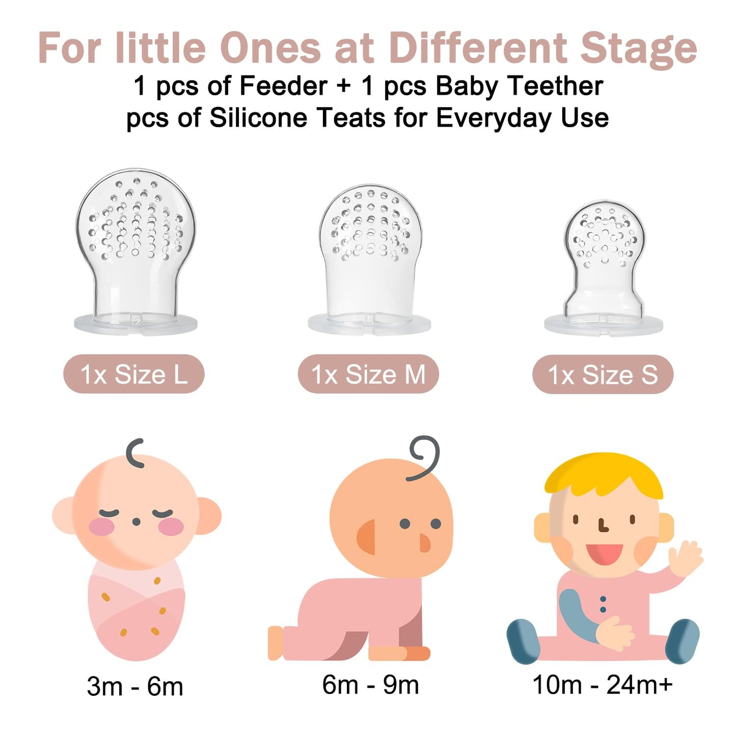 MISSLILI Baby Silicone Fruit Food Feeder Pacifier & Breastmilk Popsicle Freezer Molds,BPA Free Baby Food Storage Containers Frozen Ice Tray for Baby Feeding Safely, Infant Fruit Teething Toy (Pink)