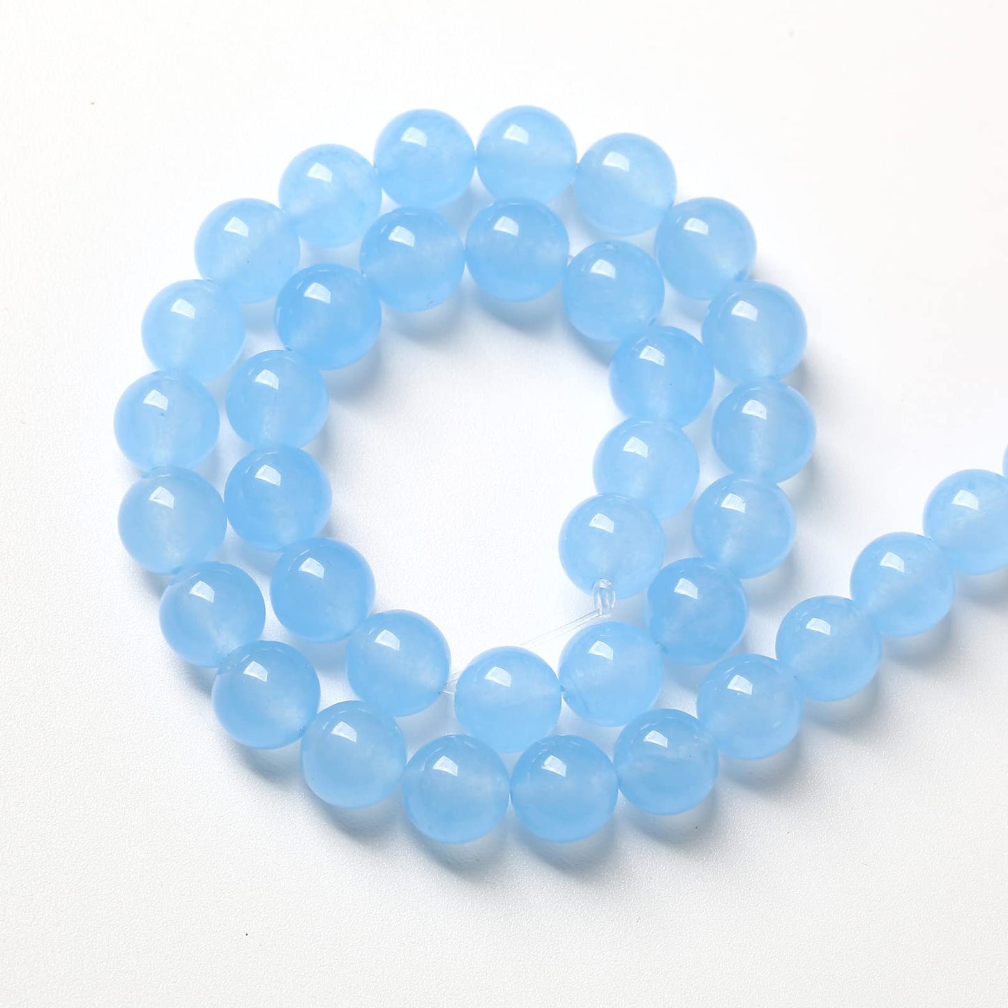 90pcs 8mm Blue Natural Chalcedony Aquamarines Stone Beads for Jewelry Making Round Jades Beads DIY Bracelet Accessories 32" 2 Strands