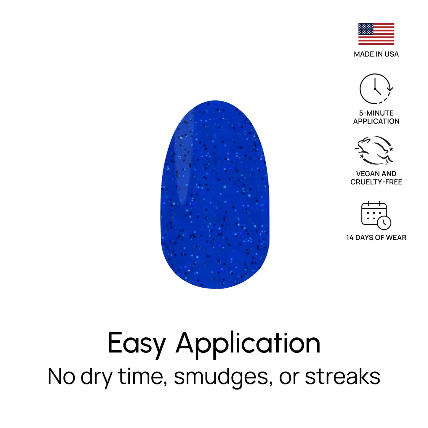 Color Street Lagoon Nail Strips - Navy Blue Glitter, 16 Double-Ended Polish Strips, Easy Application, No Drying Time, Long-Lasting, Ideal for Sparkling Nails at Home or On-the-Go, Mess-Free.