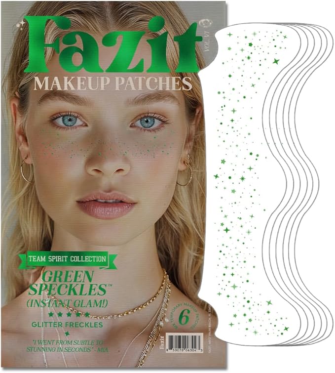 Fazit Makeup Patches - Green Speckles - Glow Up Make-Up Patches - Cute Glitter Makeup Accessories for Women - Cosmetic Glitter for Face