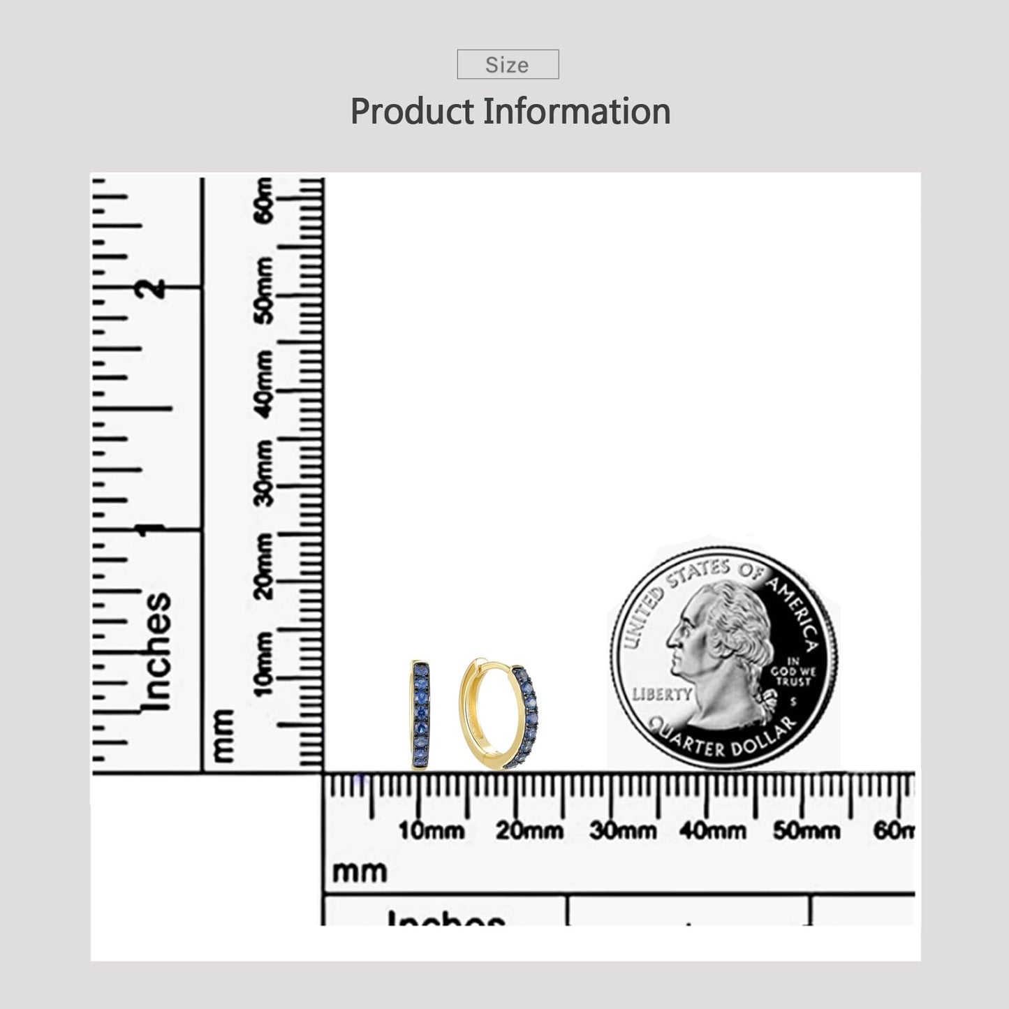 Santuzza 10K Yellow Solid Gold 0.25 ct Sapphire Dainty Huggie Hoop Earrings for Women