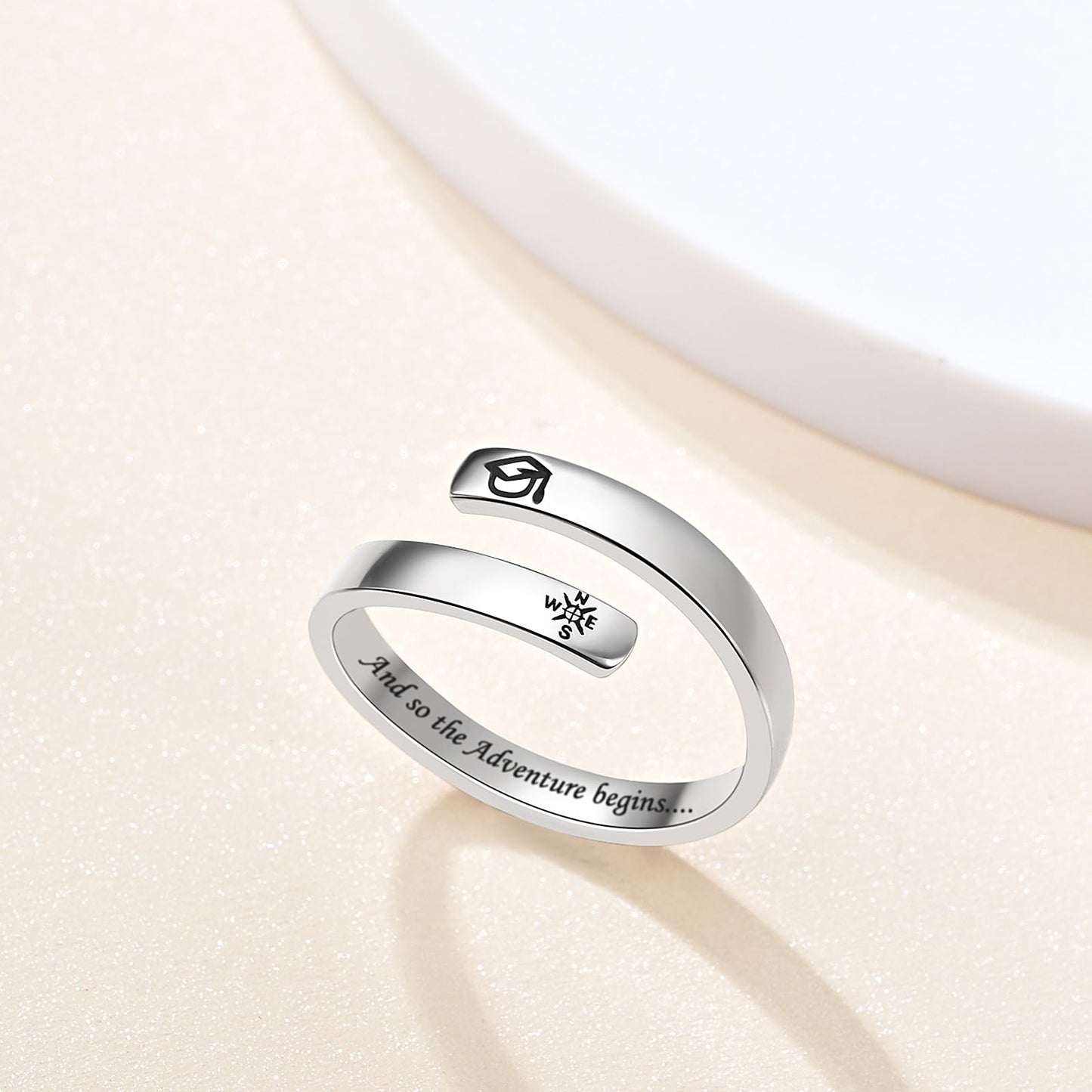 S925 Silver Adjustable Inspirational Ring, Graduation Season Gift, and Women's Encouragement Gift Jewelry